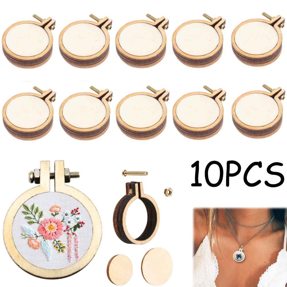 Embroidery Hoop Kit - 10Pcs/Set Wooden Mini Embroidery Hoop Ring