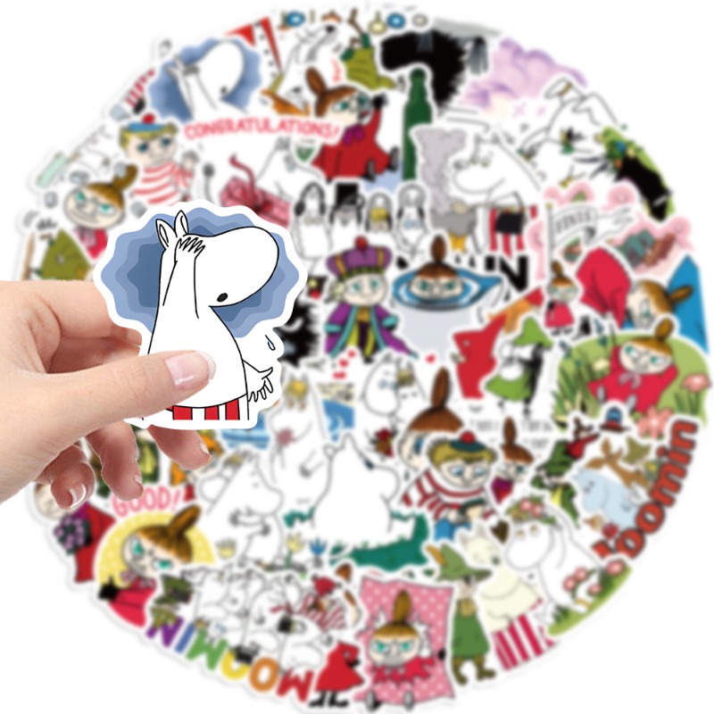 Artwork Craft - 50Pcs Moomin Waterproof Self Adhesive Stickers