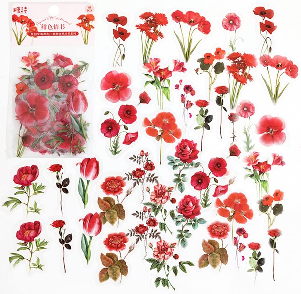 Art Craft Journal - 40 Pcs Scrapbook Stickers PET Transparent