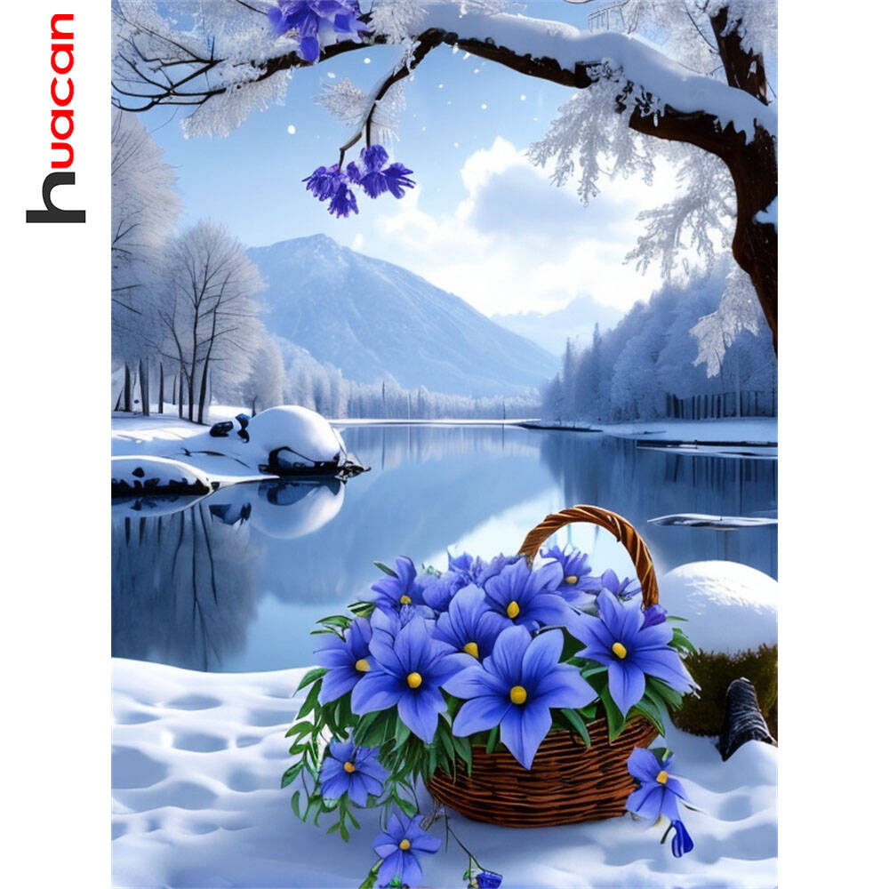 Art Craft Winter - Huacan Diamond Painting Flower Full Round