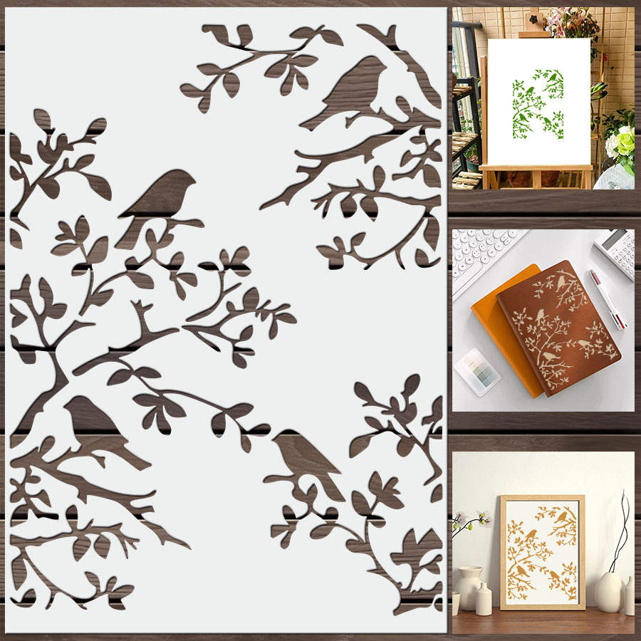1pcs DIY Bird Branch Stencil f - Art Craft Journal review and price