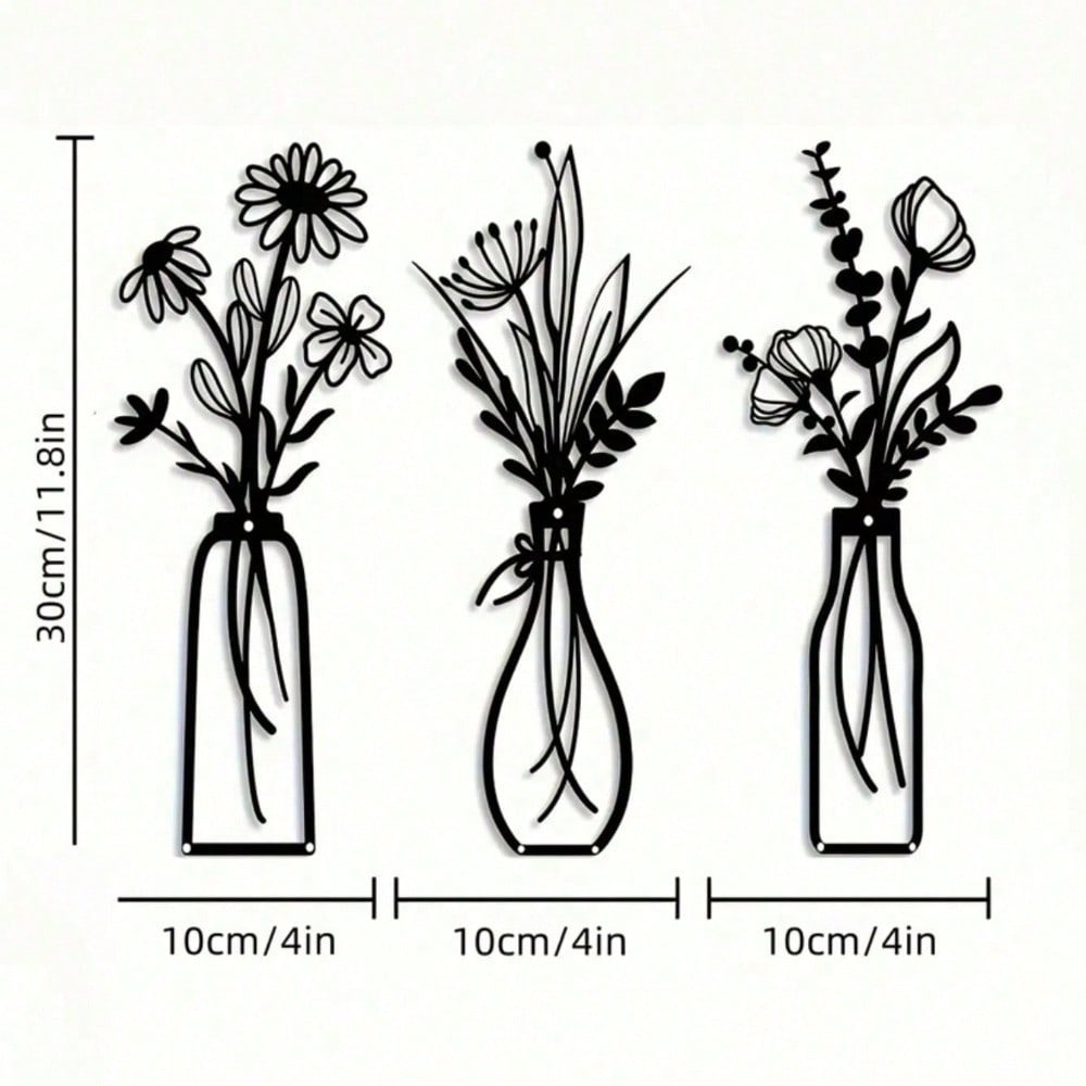 3pcs Vintage Metal Floral Wall - Art Craft Vase review and price