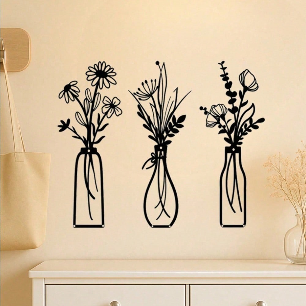 3pcs Vintage Metal Floral Wall - Art Craft Vase review and price