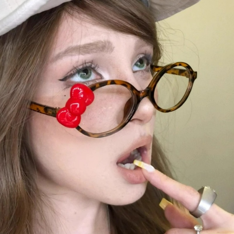 Y2K Red Bow Oval Glasses Red L - Art Craft Glasses review and price