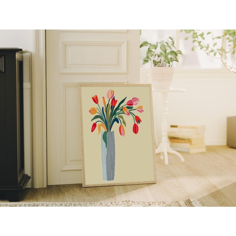 2pcs Tulip Flowers Canvas Wall - Art Craft Vase review and price